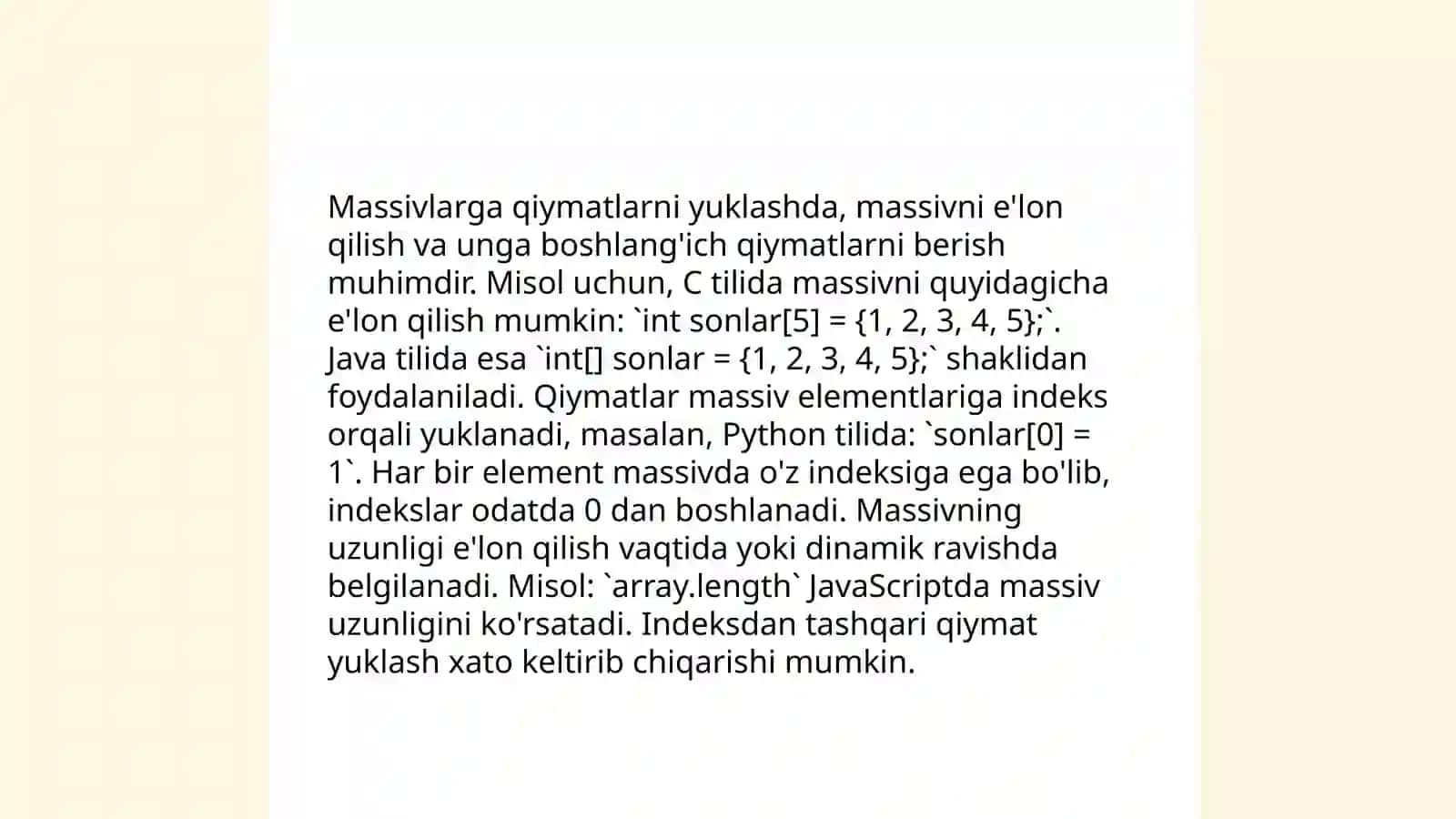 Massivlar bilan ishlash 4