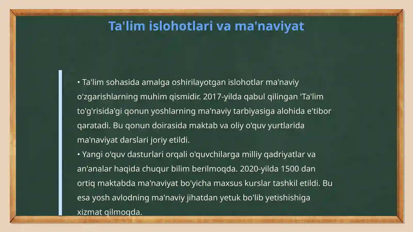 Yangi O'zbekistonda amalga oshirilayotgan ma'naviy o'zgarishlar 4