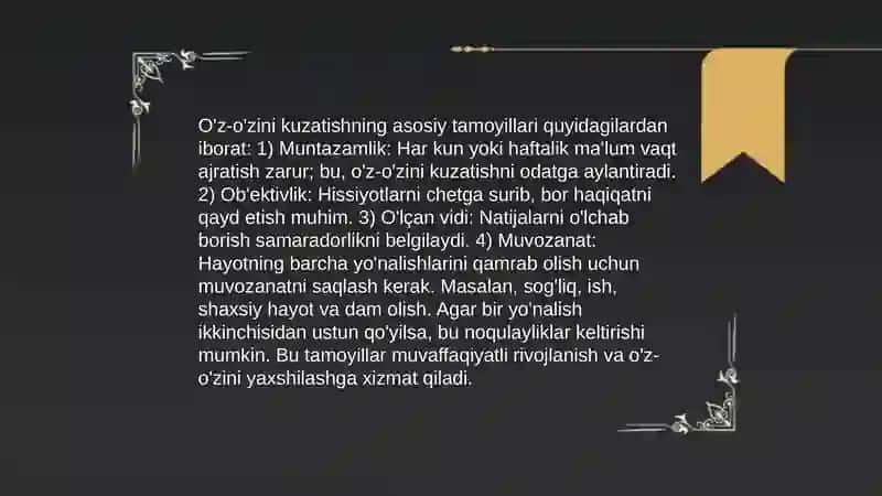 O'z- o'zini kuzatish metodi 4