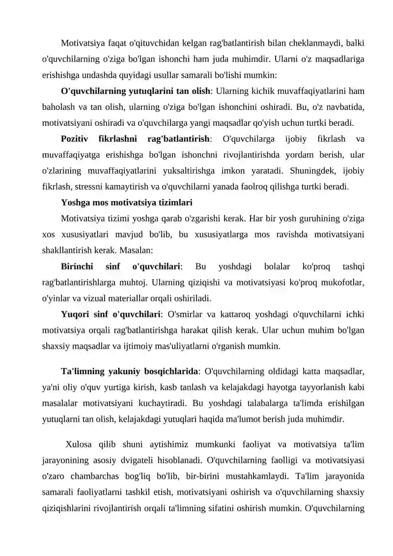 FAOLIYAT VA MATIVATSIYA 4
