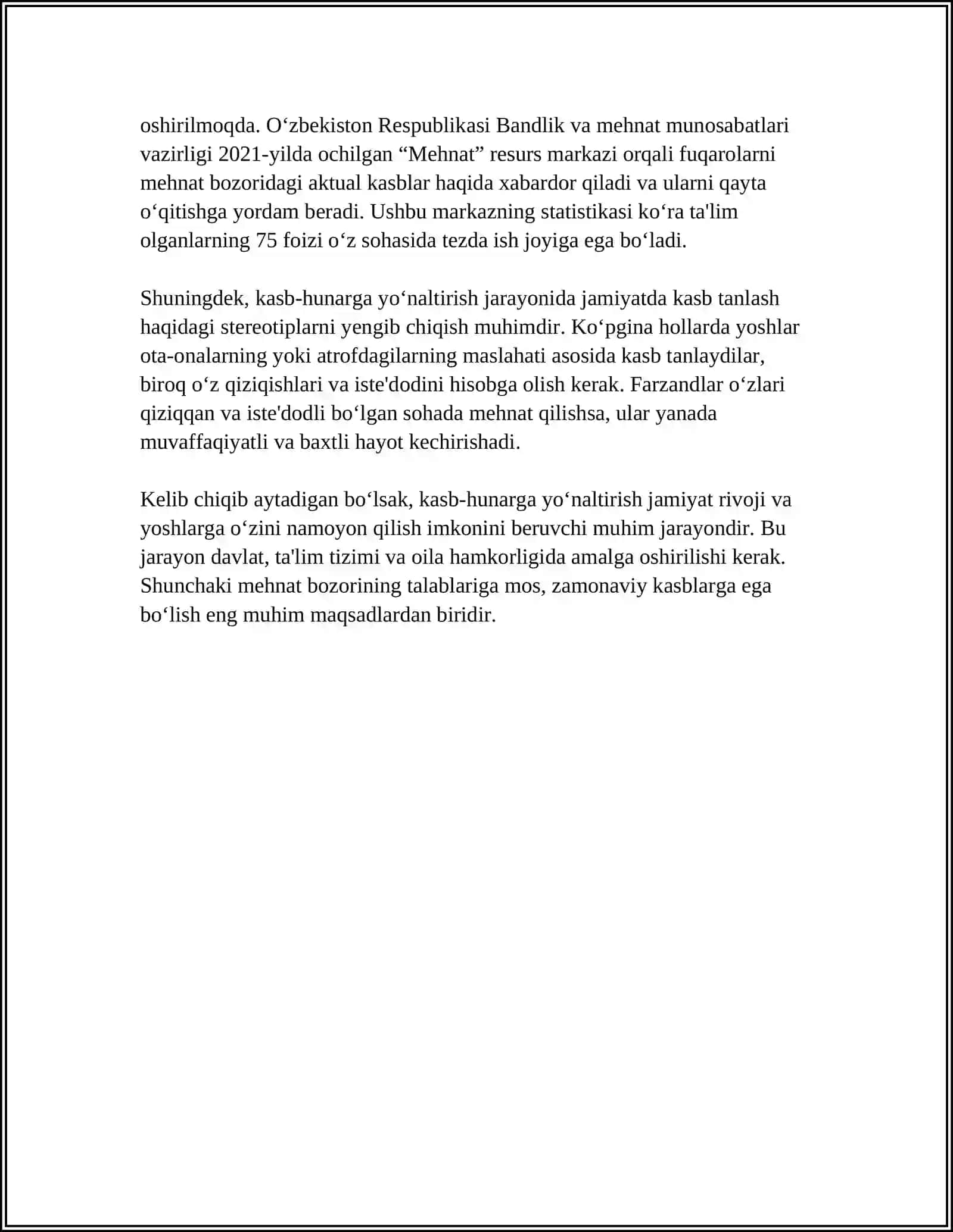 KASB-HUNARGA YO`NALTIRISH BO‘YICHA TA’LIM MUASSASASI JAMOASINING FAOLIYATI 4