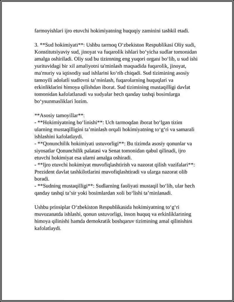 Oʻzbekiston Respublikasida hokimiyatlar tizimi 4