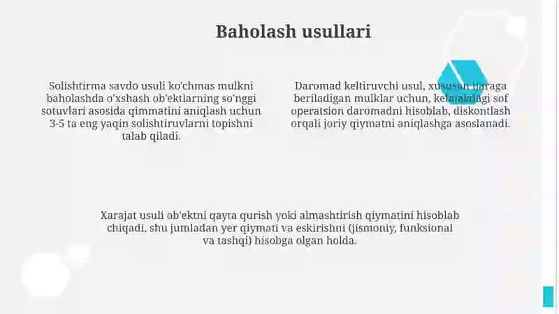 Ko‘chmas mulkni baholash 4