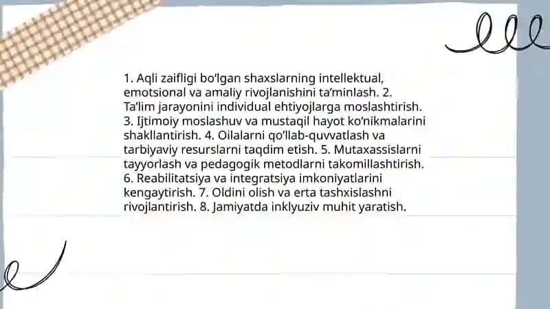 Oligofrenopedagogika predmedi maqsadi va vazifalari 4
