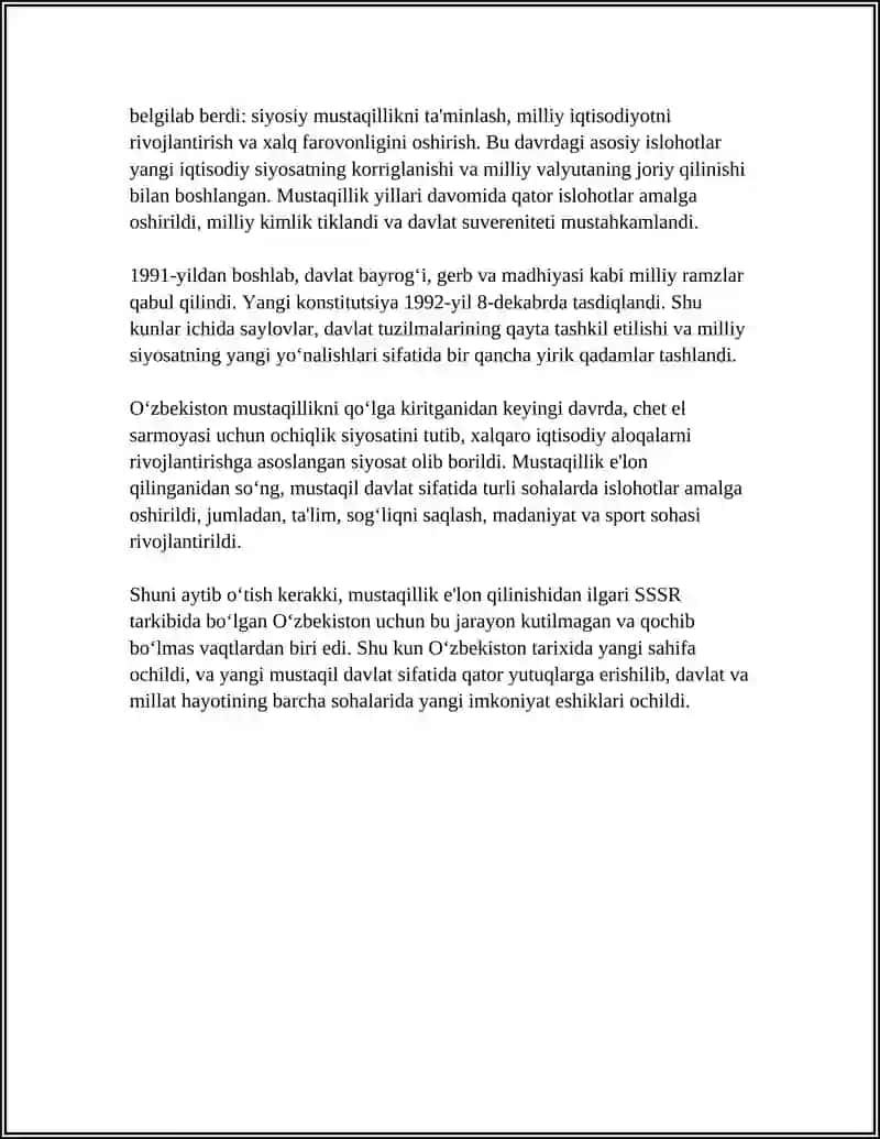 MUSTAQILLIK TARIXINING ASOSIY QOYALARI 4