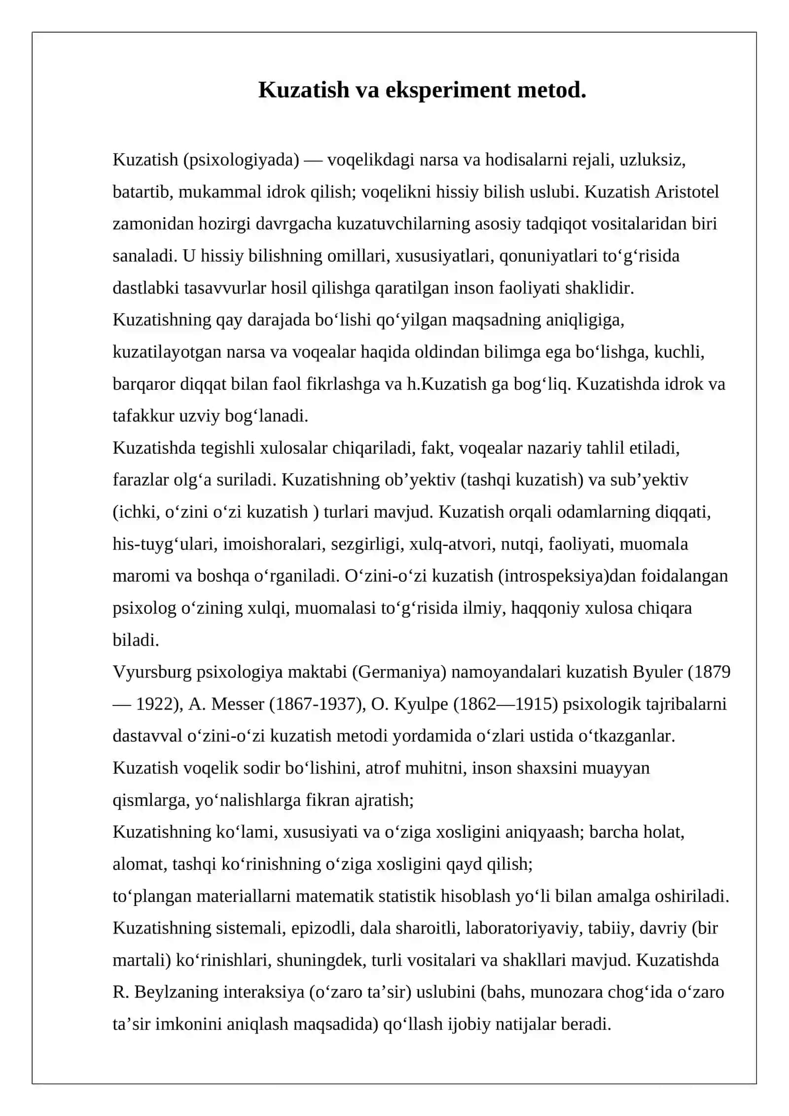 Kuzatish va eksperiment metod. 4
