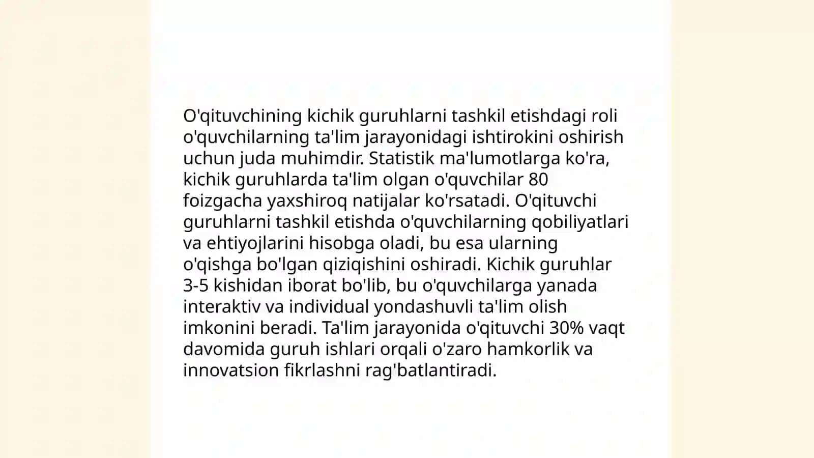 Kichik guruhlar bilan ishlash metodlari 4