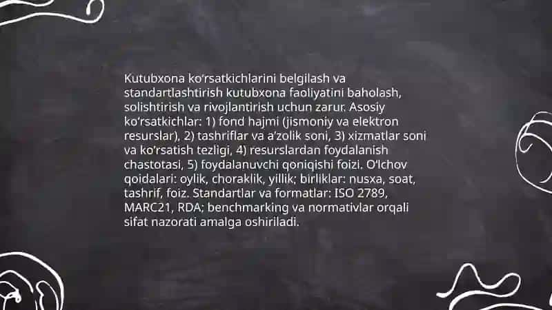 Oʻlchashlarning kutubxona-axborot faoliyatidagi ahamiyati 4