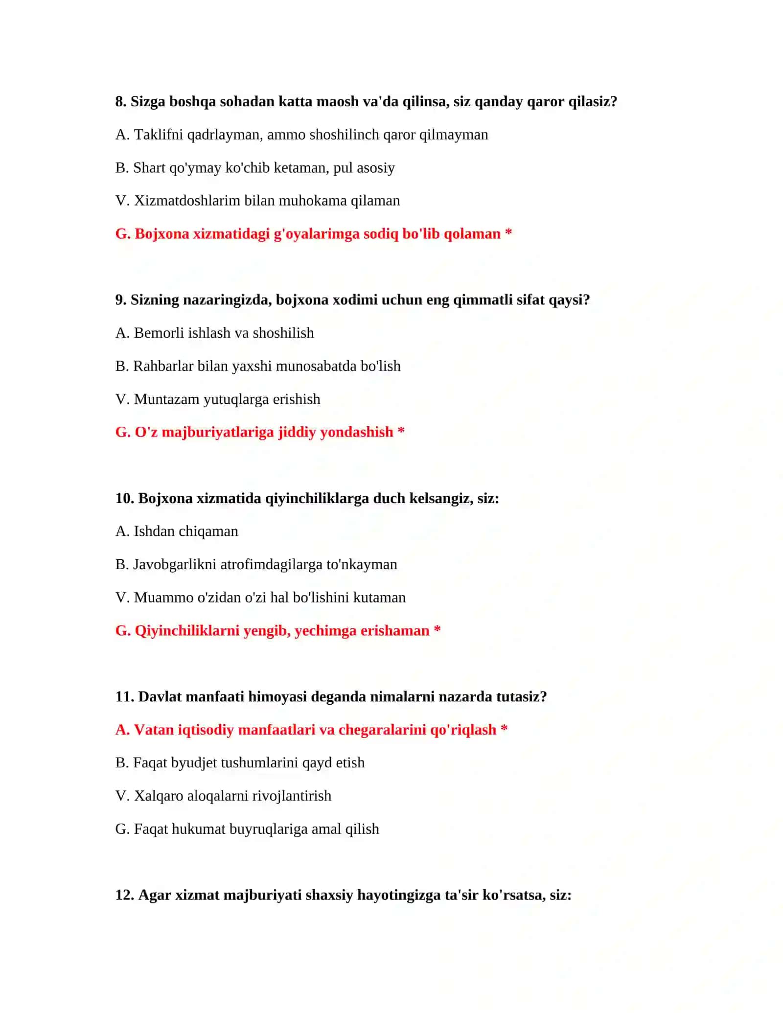 Bojxona rejimlari test savollari 4