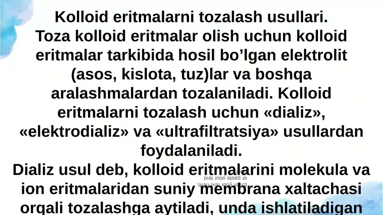 Kolloid eritmalarni tozalash usullari 4