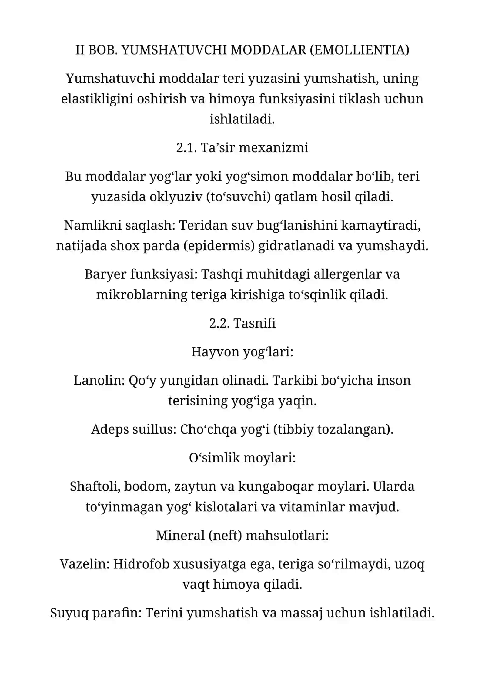 Oʻrab oluvchi yumshatuvchi soʻrib oluvchi moddalar qoʻllanilishi 4