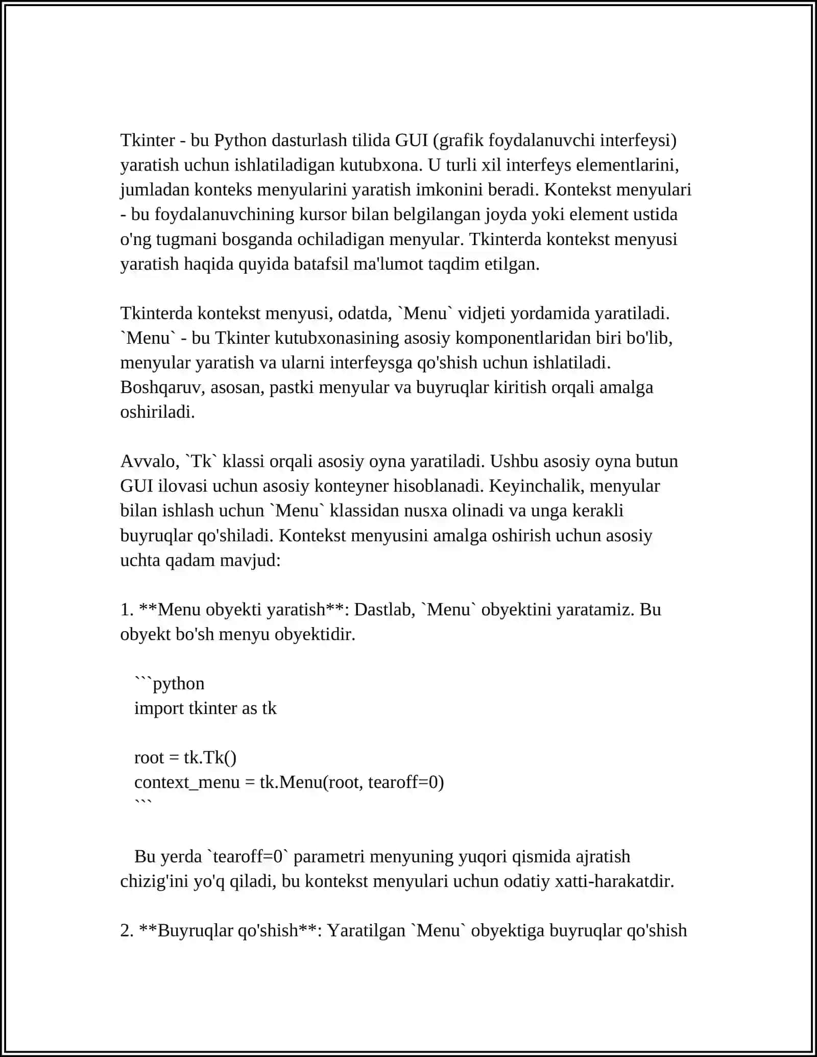 TKINTERDA RAMKA(FRAME) VA KONTEYNER VIDJETI 4