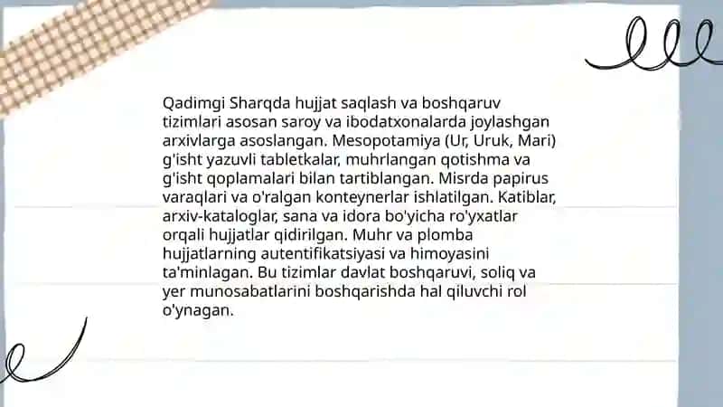 Hujjatchilik Tarixi va Sharq Hujjatchilig 4