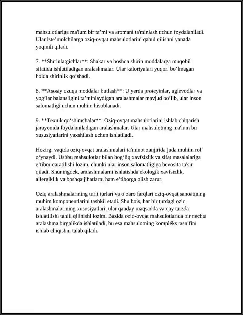Oziq aralashmalarining umumiy tasnifi 4