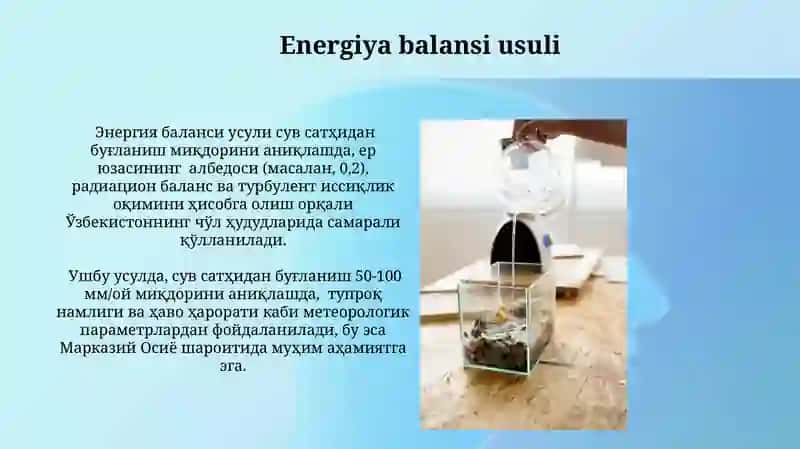 Suv balansi usuli 4