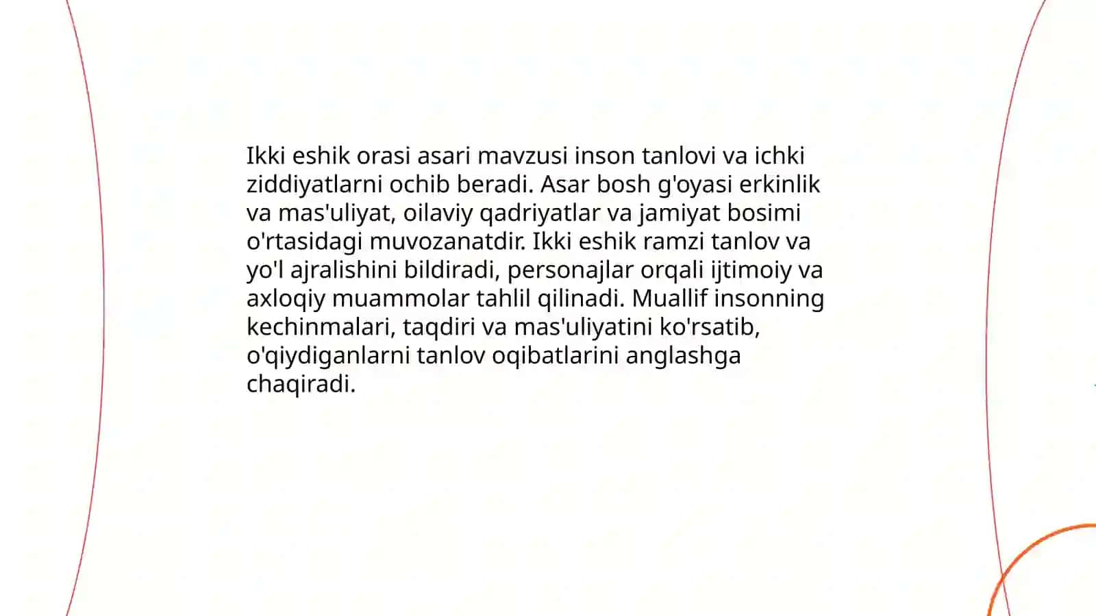 "Ikki eshik orasi"asari tahlili 4