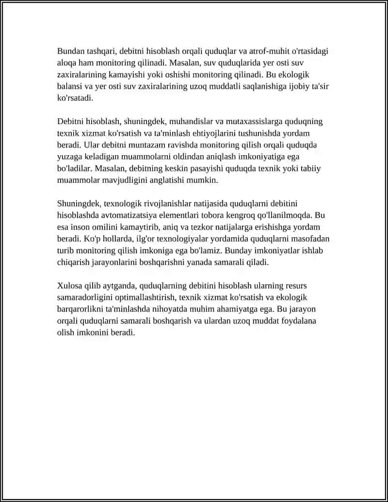 QUDUQLARNI DEBITINI HISOBLASH 4