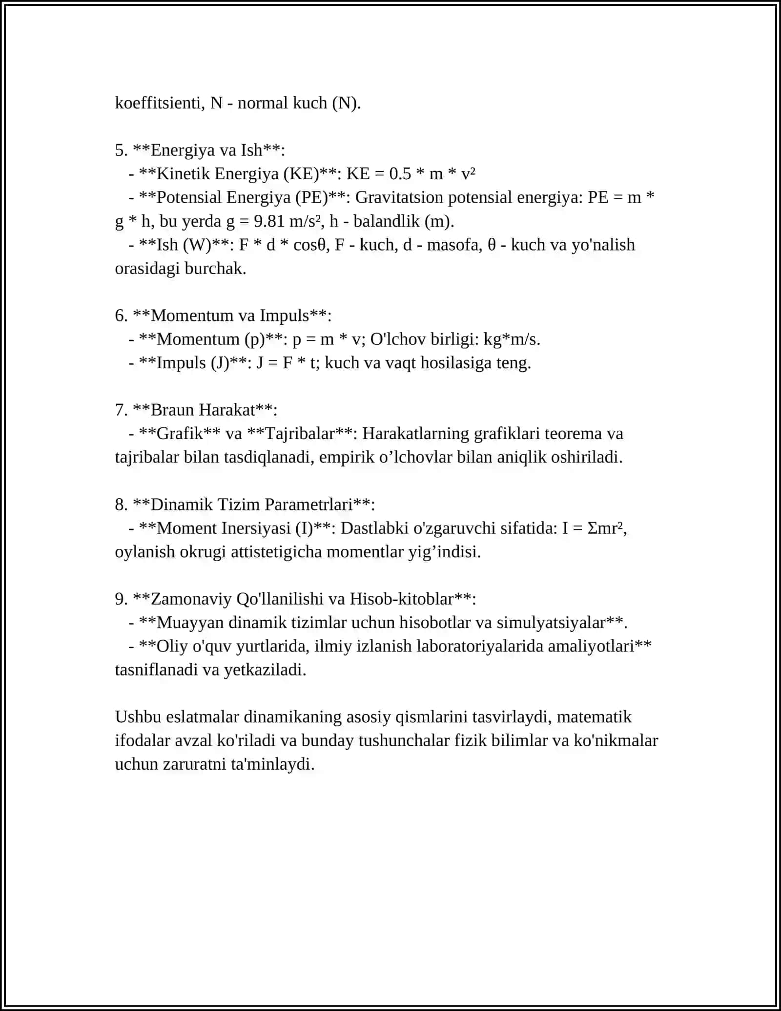 DINAMIKANING ASOSIY TUSHUNCHALARI 4
