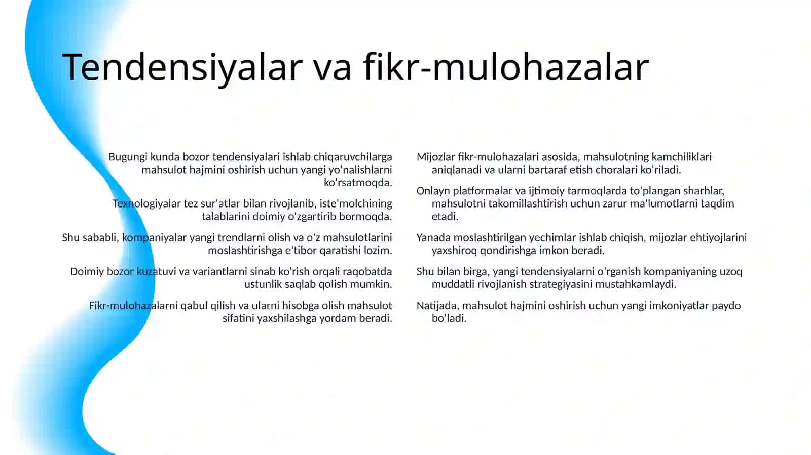 MAHSULOT HAJMINI OSHIRISH BO'YICHA MAVJUD IMKONIYATLARNI ANIQLASH 4