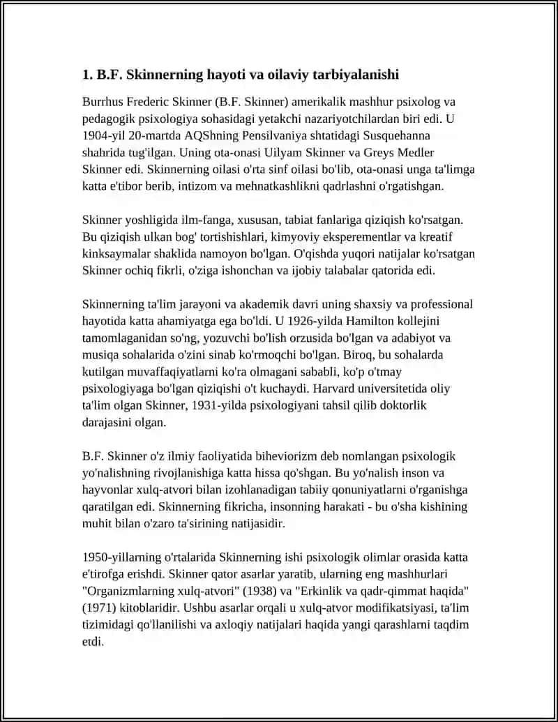 B.F. Skinnerning hayoti va ijodi 4