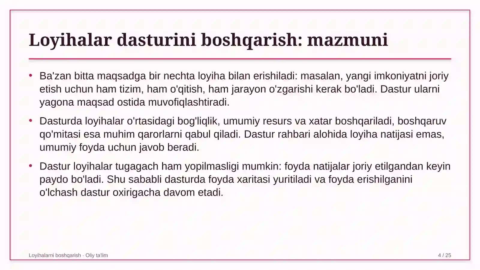 Byudjet tashkilotlarida loyihalar dasturini boshqarish 4