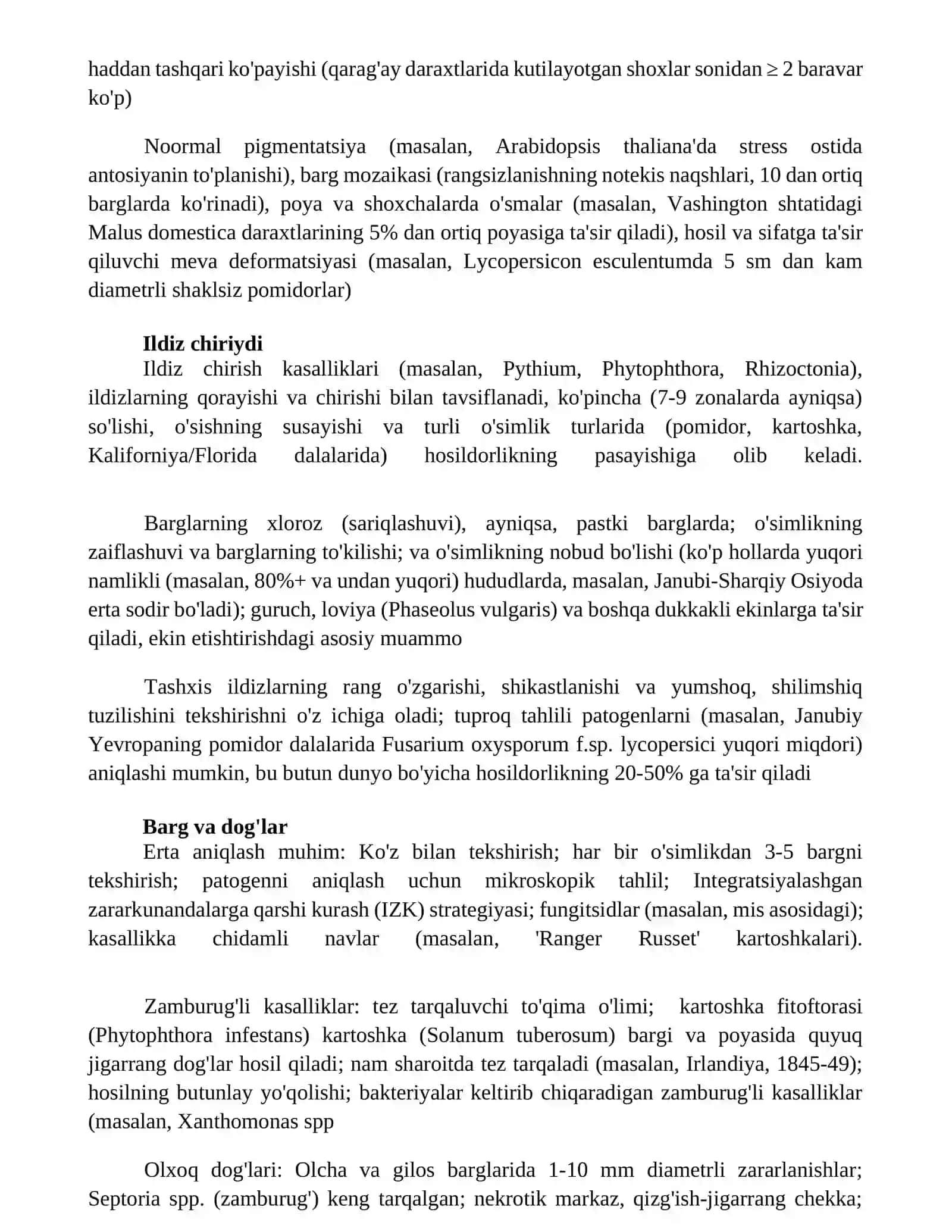 O'simlik kasaliklarining asosiy belgilari 4