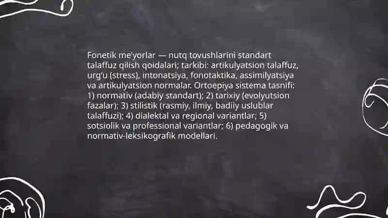 Oʻzbek adabiy meʼyorlari Hozirgi oʻzbek adabiy tili meʼyorlari tasnifi 4