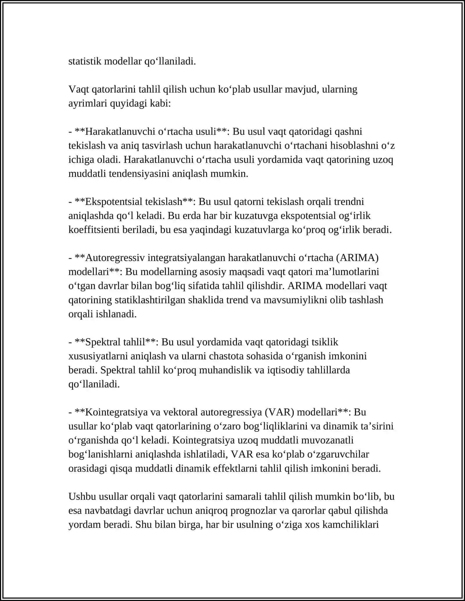 DINAMIKANI STATISTIK O’RGANISH USULLARI 4