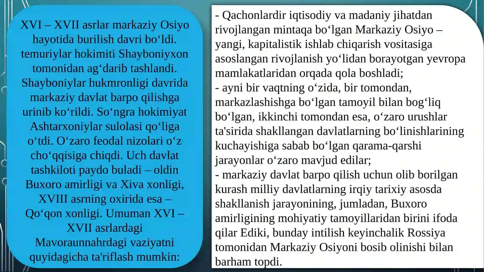 XVI-XIX asrlarda Markaziy Osiyoda fanning ahvoli 4