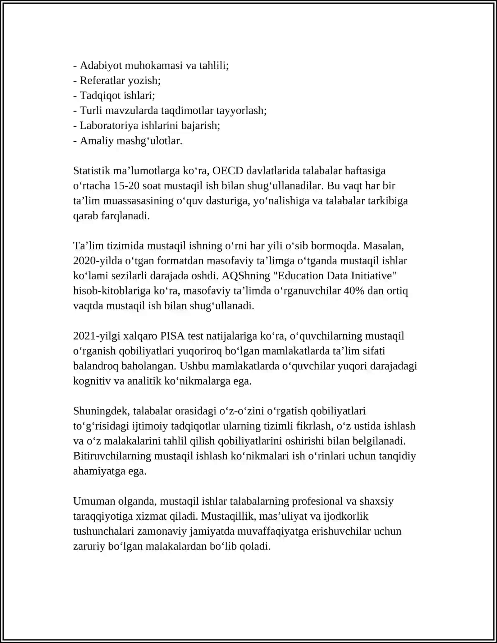 MUSTAQIL ISH 4