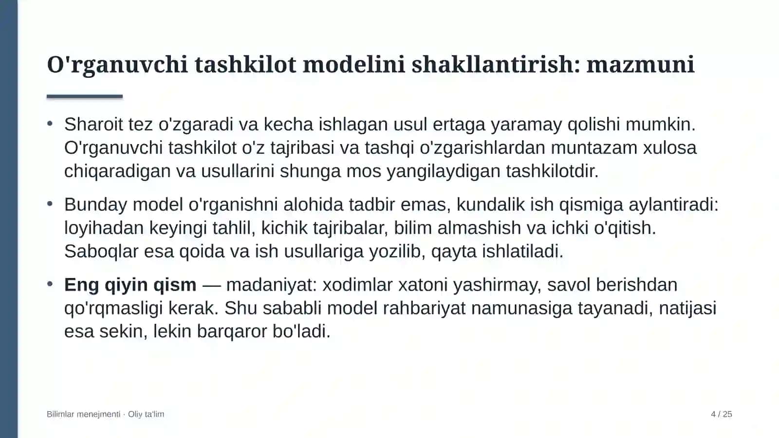 tizim integratorlarida o'rganuvchi tashkilot modelini shakllantirish 9097 4