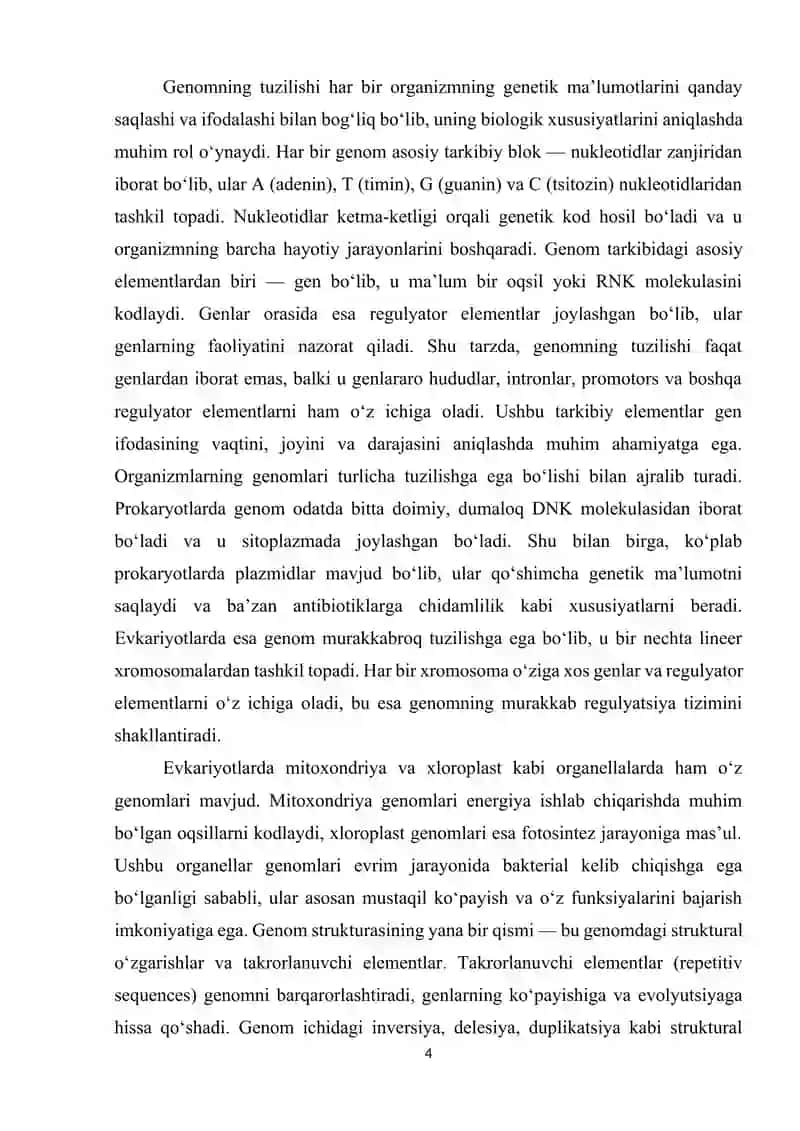 Genomlar xilma-xilligi va ularning strukturasi 4