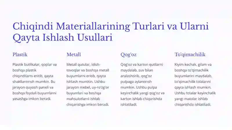 Chiqindi Materiallaridan Buyumlar Yasash 4