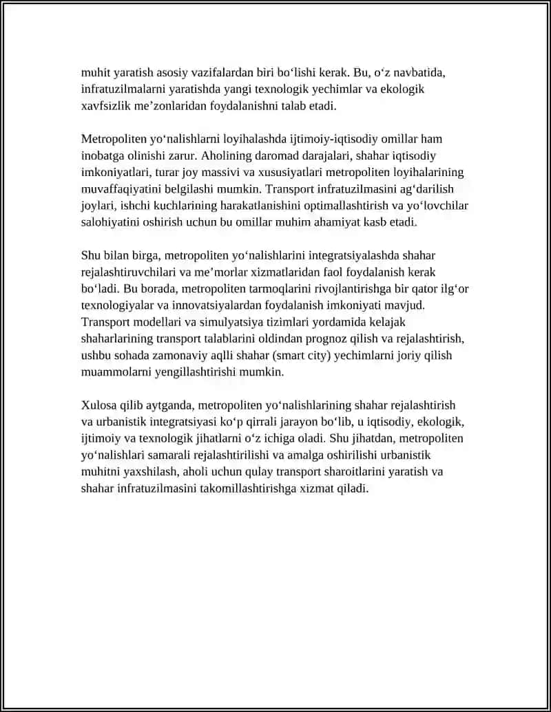 METROPOLITEN YOʻNALISHLARINI LOYIHALASH 4