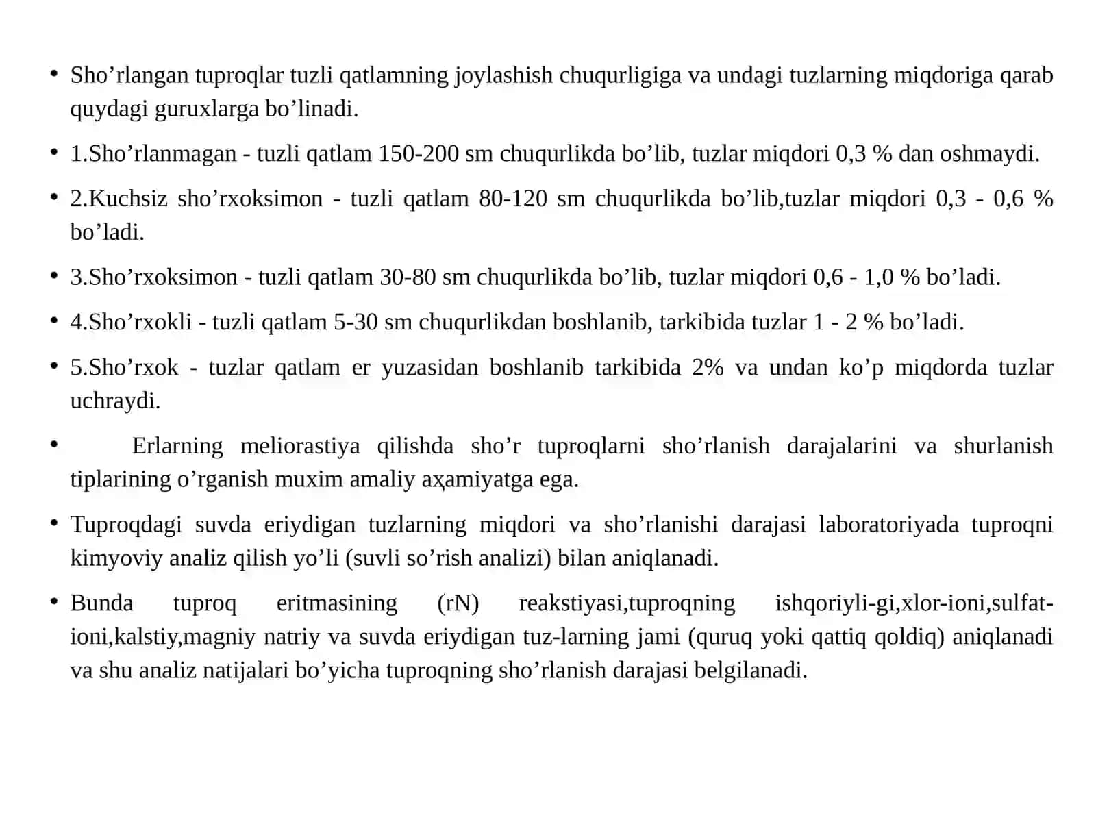 Sho’r tuproqlar va ularning turlari klassifikatsiyasi 4