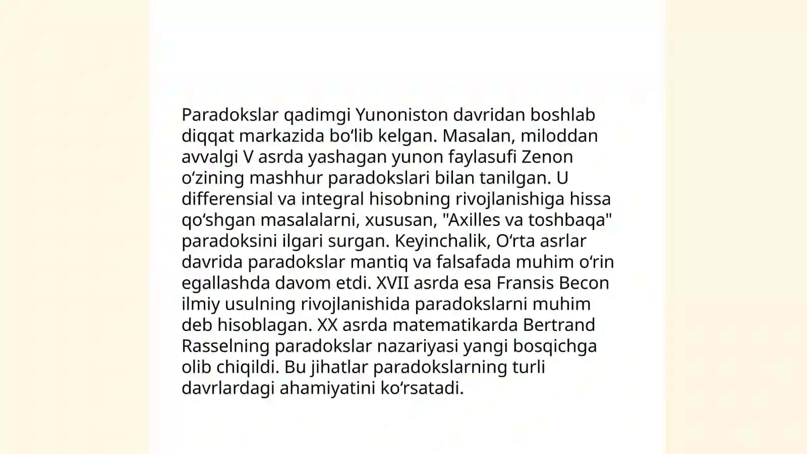 Paradokslar va sofizmlar haqida masalalar va ularning hayotga tatbiqi 4