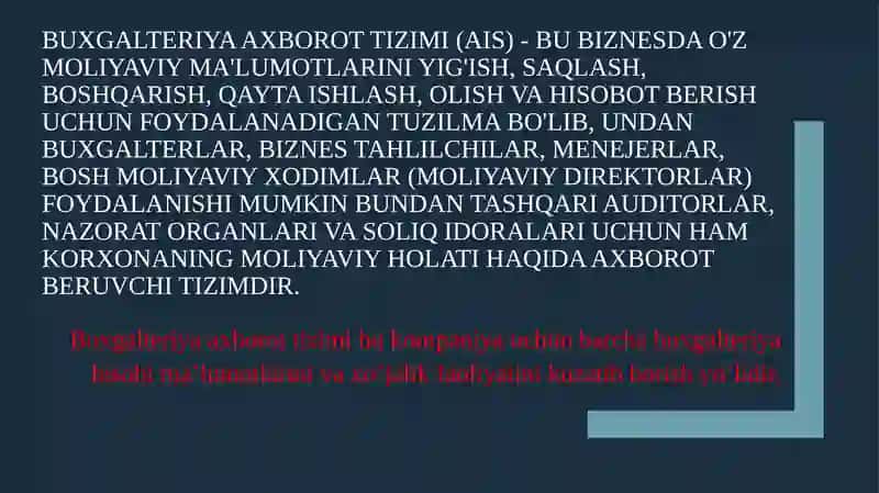 Buxgalteriya axborot tizimi (AIS) 4