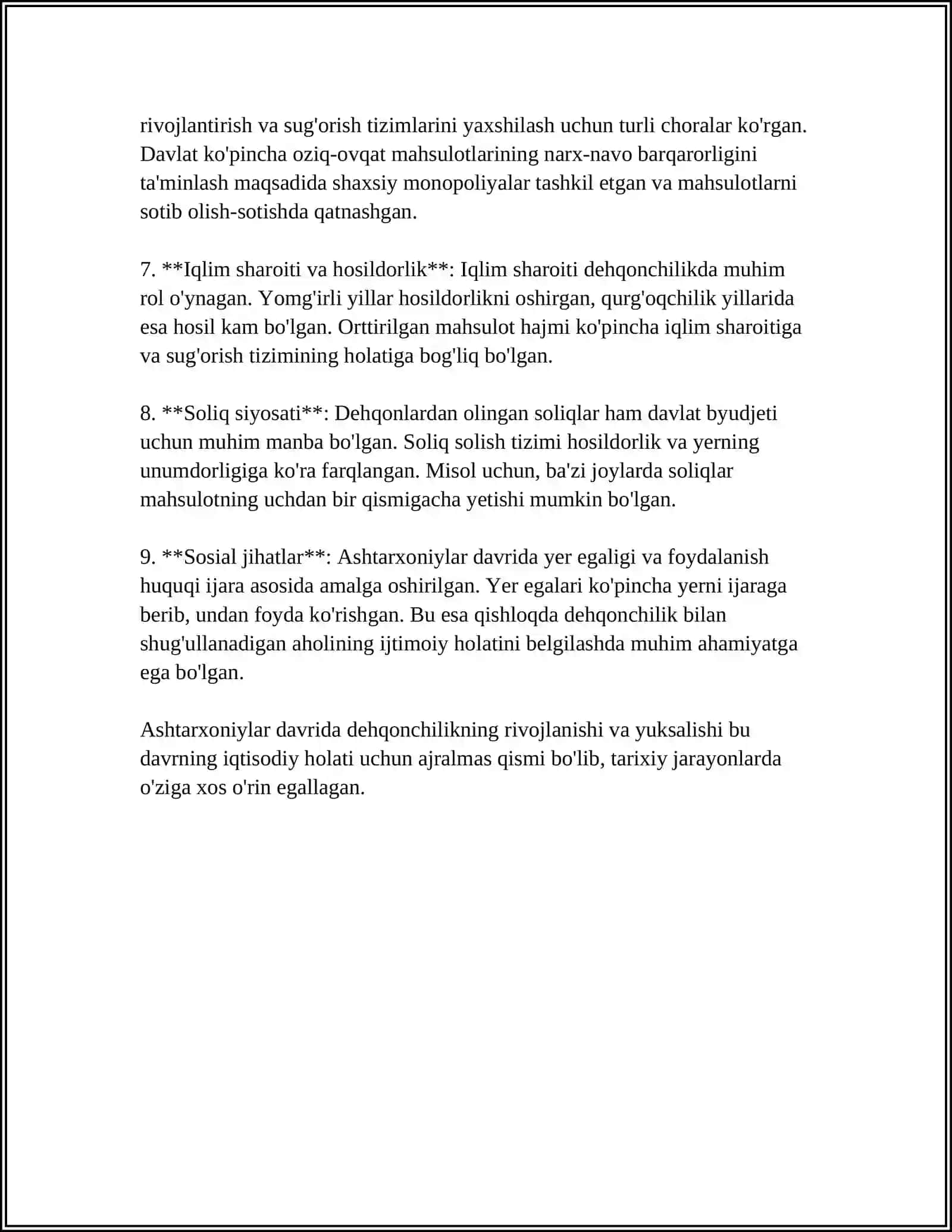 Ashtarxoniylar Davrida Dehqonchilik 4