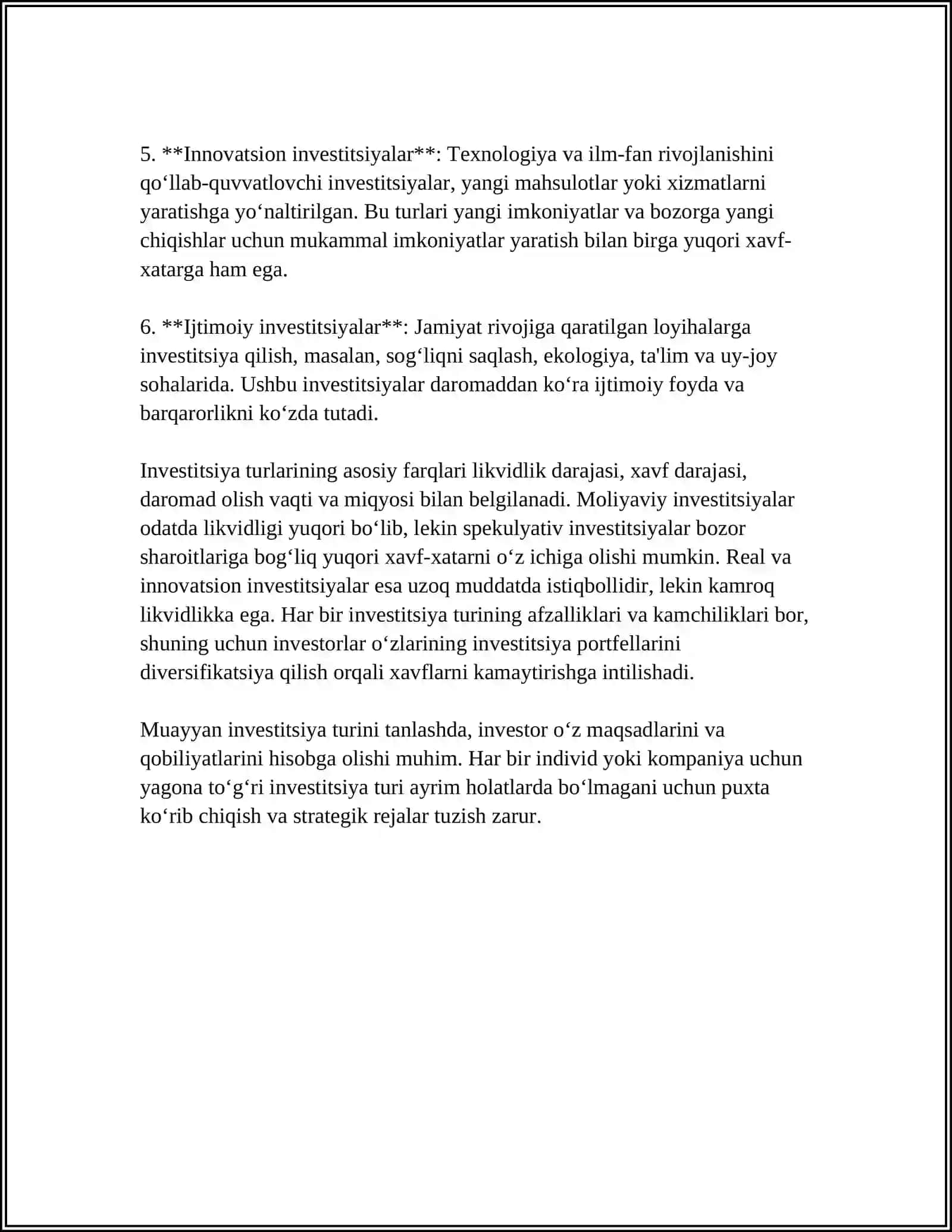 Moliyaviy investitsiyalar 4