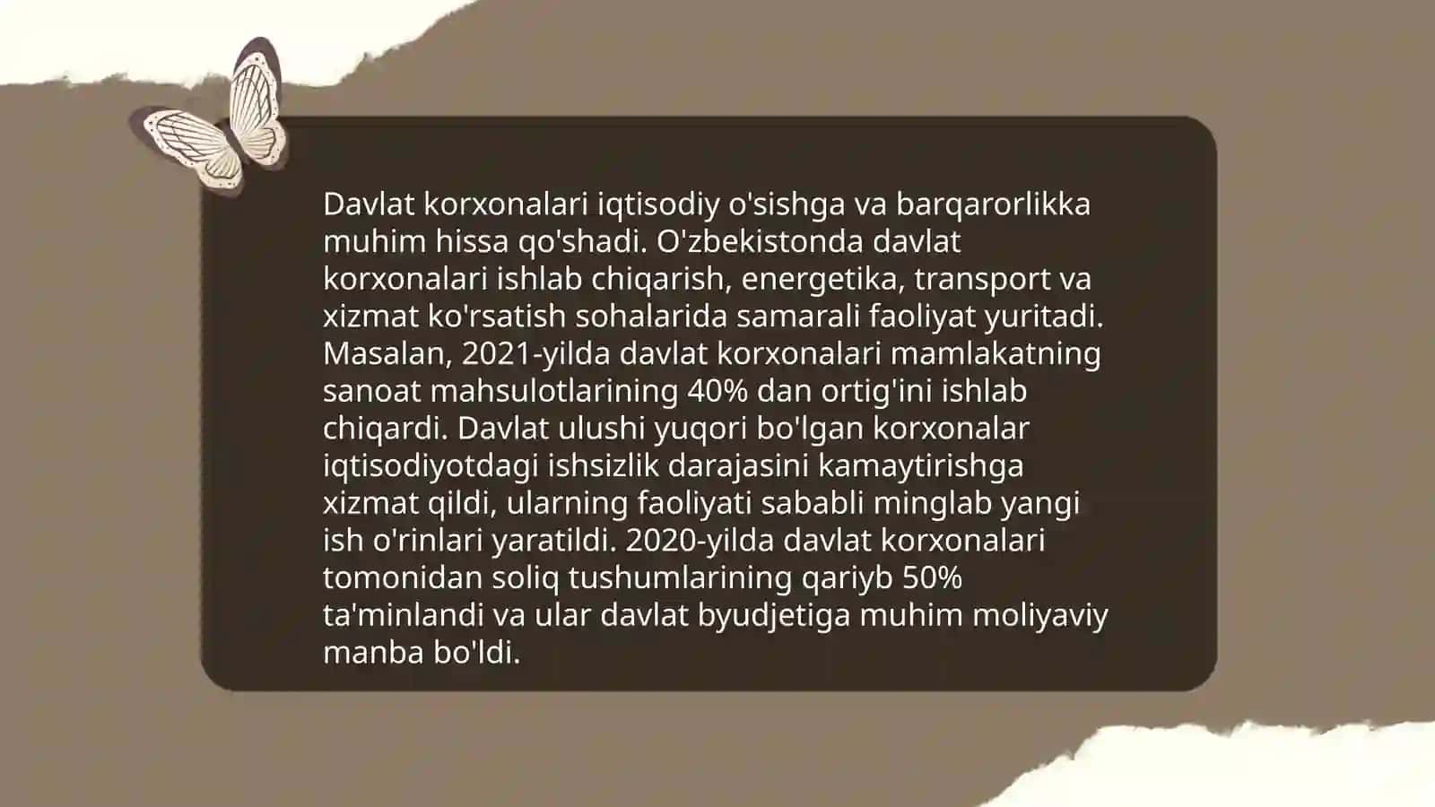 Davlat korxonalari moliyasi,mazmuni,shakllari va xususiyatlari 4