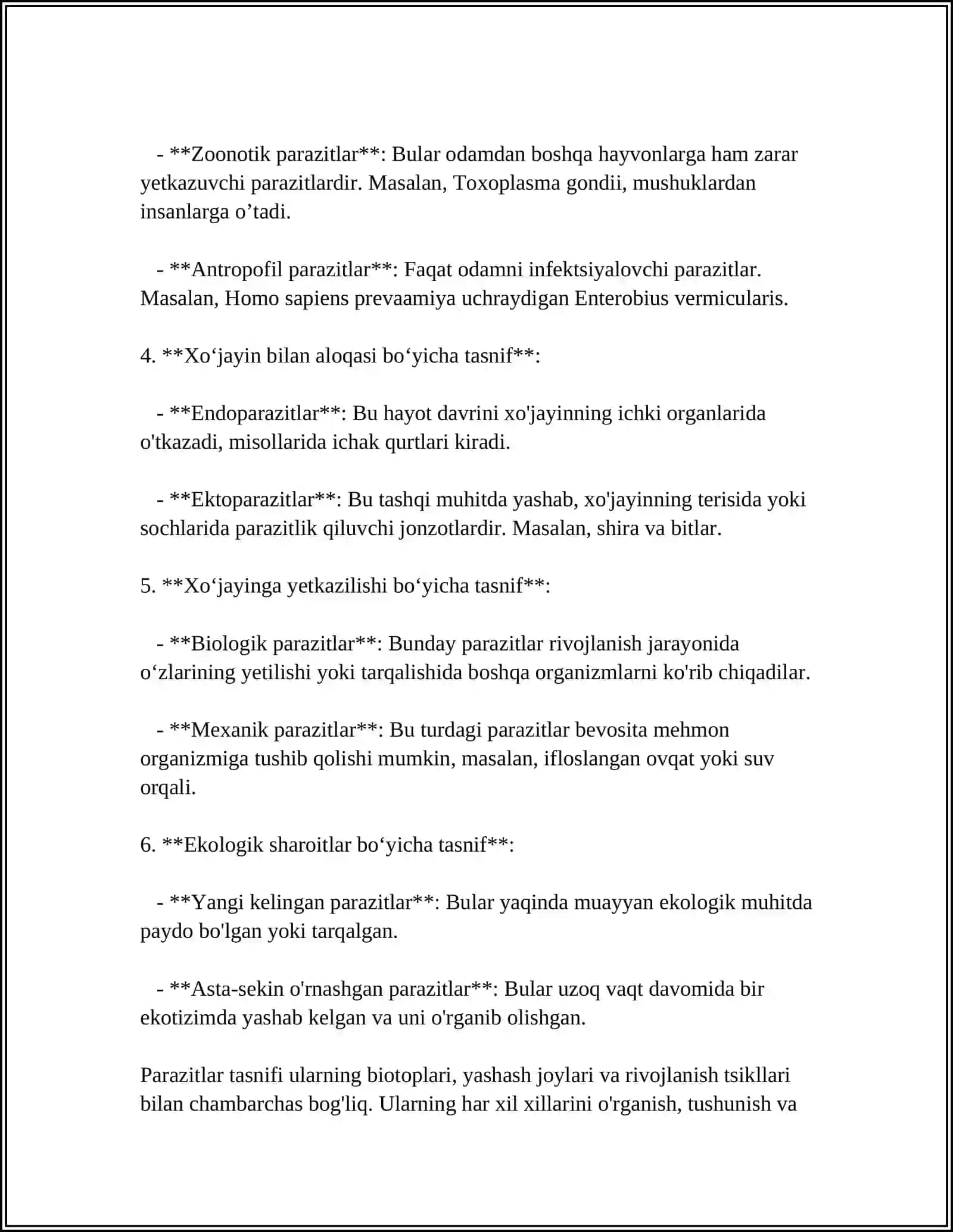 TIBBIYOT PARAZITOLOGIYASI. TIBBIYOT PROTOZOOLOGIYASI 4