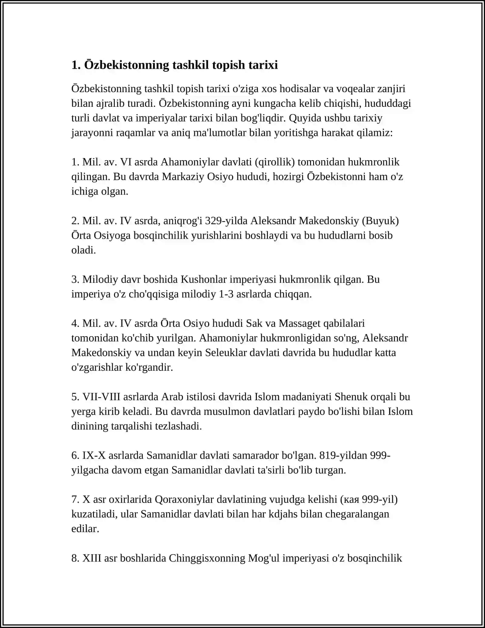 ŌZBEKISTONNING TASHKIL TOPISHI VA UNING TARIXIY AHAMIYATI 4