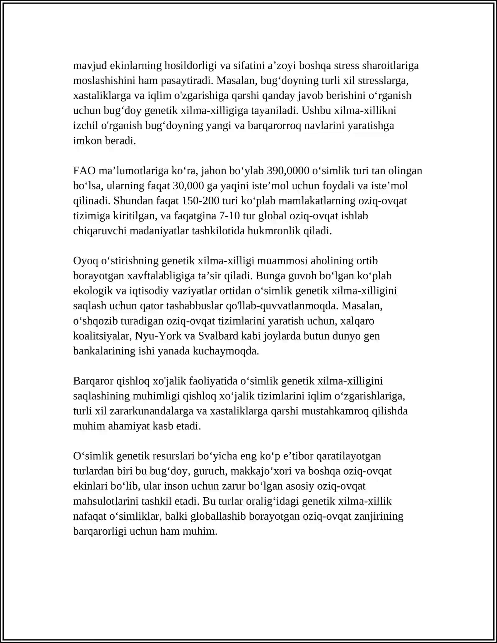OʻSIMLIK VA HAYVONOT DUNYOSINING BIOXILMA-XILLIGI 4
