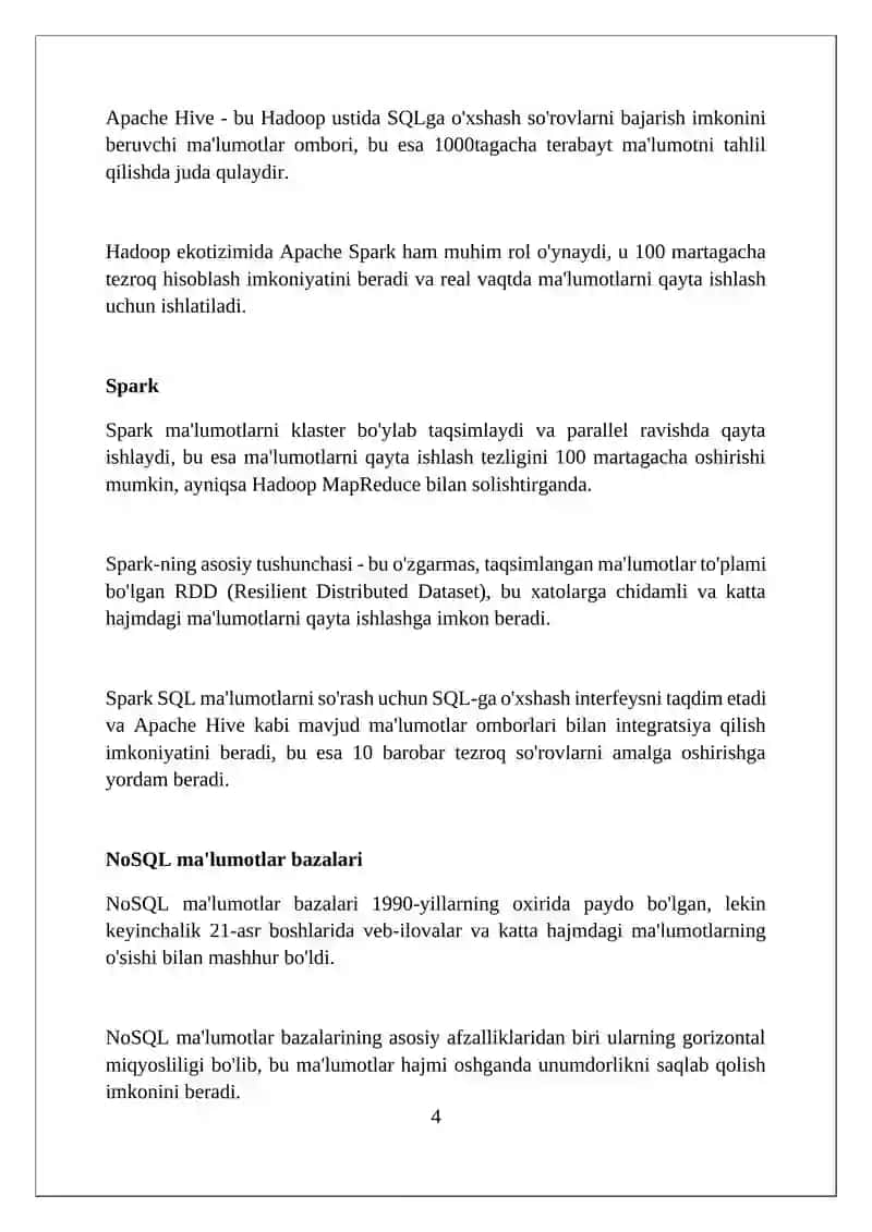 Katta ma'lumotlar texnologiyalari 4