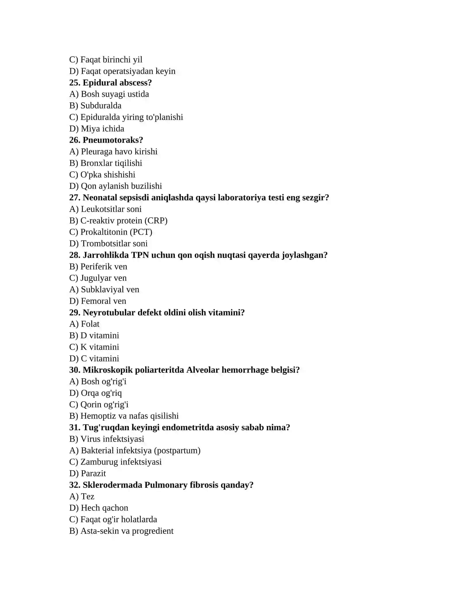 Xirurgiya testlari 4