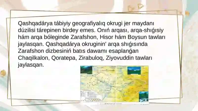 Qashqadárya tábiiy geografiyalıq okrugine sıpatlama 4