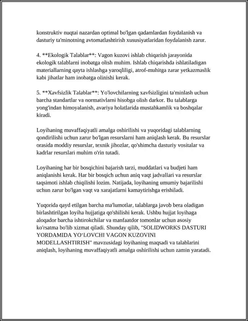SOLIDWORKS DASTURI YORDAMIDA YOʻLOVCHI VAGON KUZOVINI MODELLASHTIRISH 4