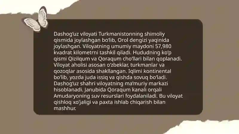 Dashog‘uz shahri, uning madaniyati va iqtisodiy ahamiyati. 4