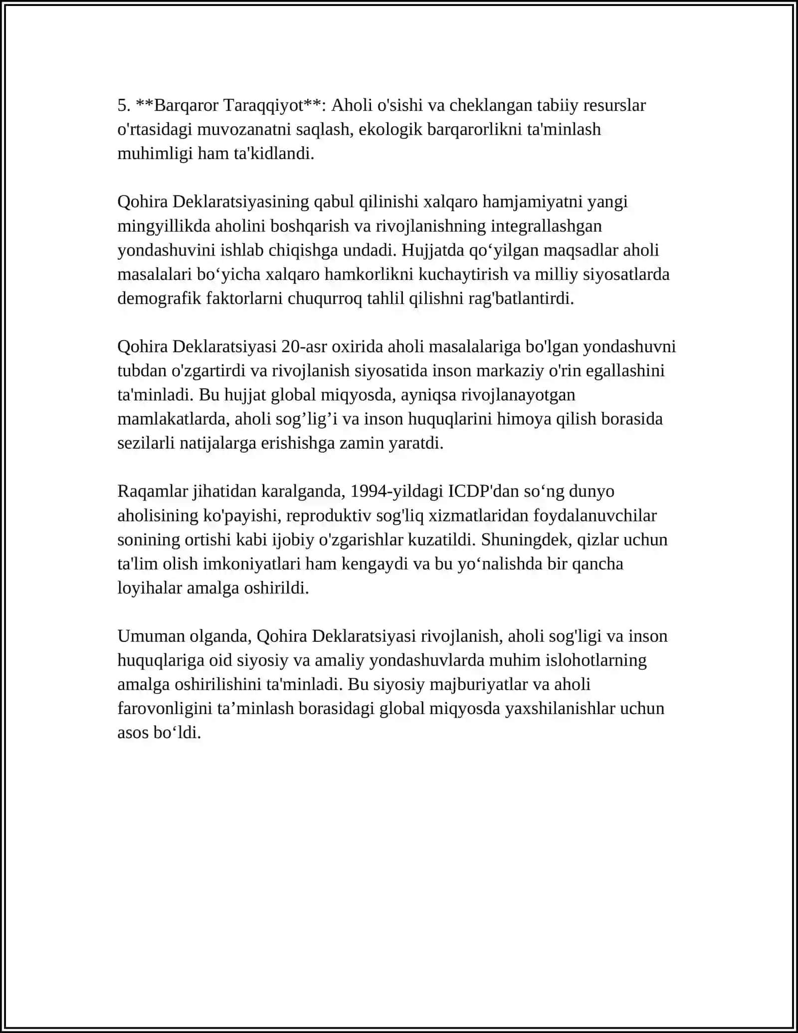 Qohira Deklaratsiyasi Tarixi va Mazmuni 4