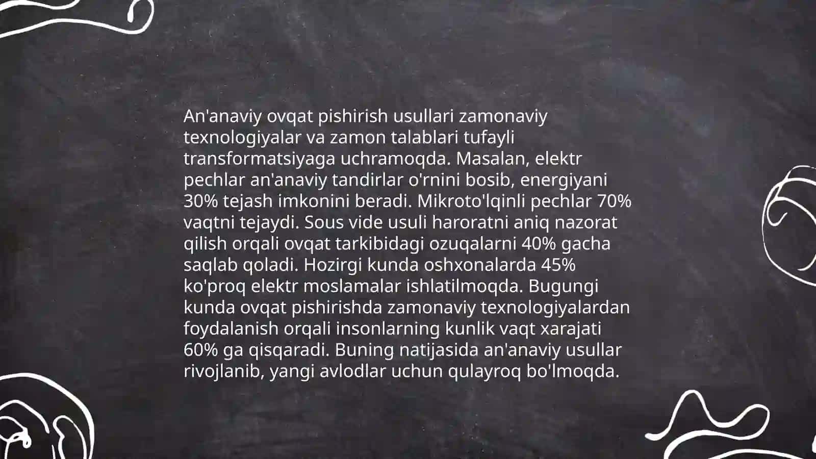 Moddiy madaniyatdagi transformatsiyalar taomlar bo‘yicha 4